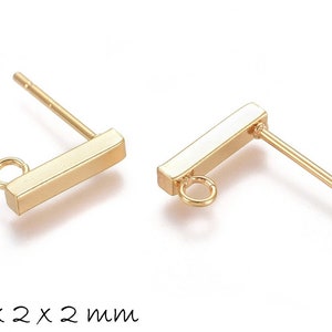 Ohrstecker mit Öse Edelstahl, gold, Rechteck, Ohrringe