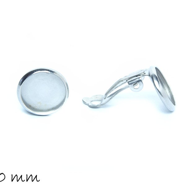 Earclips blanks made of stainless steel, silver with 10 mm socket