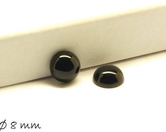 Gemstone Cabochons, black agate, Ø 8 mm