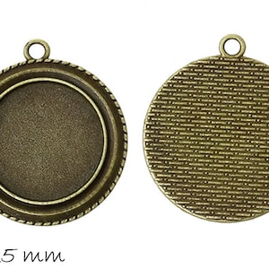 Cabochon settings / medallion 25 mm, antique bronze
