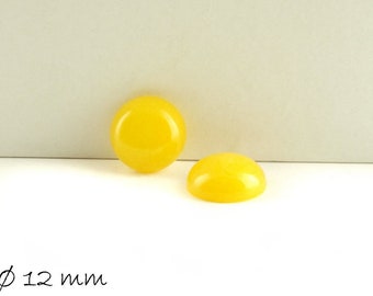 Edelstein Cabochons, Jade (gelb), 12 mm