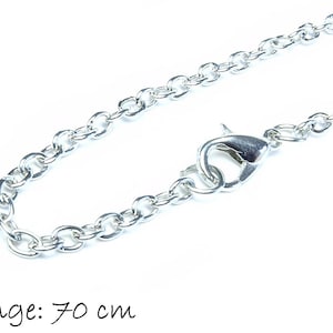 70 cm afgewerkte schakelketting van roestvrij staal, 3 x 2 mm