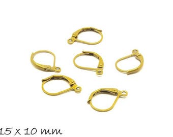 May include: Six gold-toned earring hooks, each measuring 15 x 10 mm. The hooks are made of metal and have a simple, classic design.