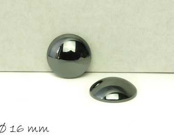 Cabochons, hematite, Ø 16 mm, shiny black