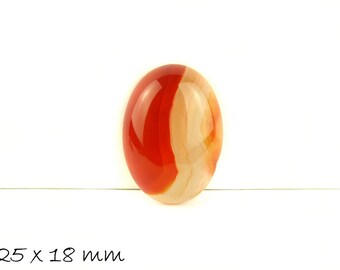Gemstone cabochons agate, 25 x 18 mm, red-orange