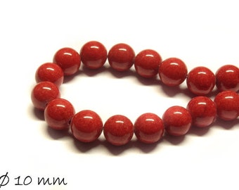 10 Stk natürliche Jadeperlen rot Edelstein 10 mm