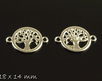 Connector tree of life silver pendant 18 x 14 mm