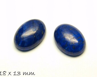 2 pcs gemstone cabochons lapis lazuli, 18 x 13 mm
