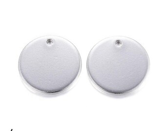 Pendant stainless steel stamp plate silver Ø 15 mm