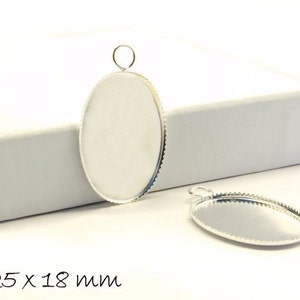 Cabochon Fassungen / Medaillon 25 x 18 mm, silber