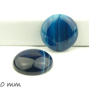 2 pcs Cabochons, blue agate, 20 mm