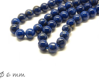 20 Stk Lapislazuli Perlen blau 6 mm