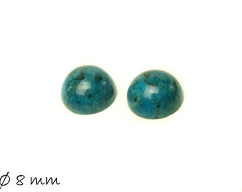 2 pcs gemstone cabochons, blue ripple Jasper, 8 mm
