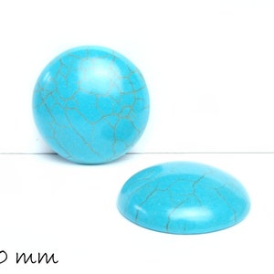 1 Stk Cabochon, Howlith (Türkisimitat), Ø 30 mm, blau