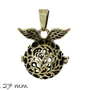 1 pc pendant wish box, sound ball, bronze, Ø 36 x 27 mm