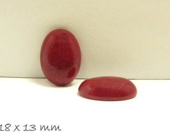 2 pcs cabochons, jade, 18 x 13 mm, violet
