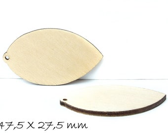 Wooden pendant, horse eye, 47.5 x 27.5 mm