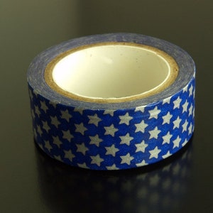 1 Rolle Masking Tape blau mit Sternen 15 mm Bild 1
