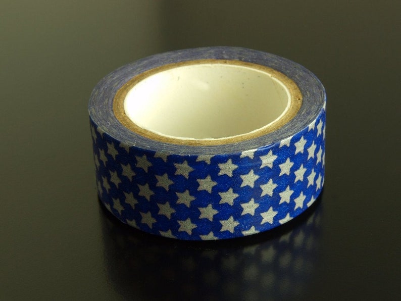 1 Rolle Masking Tape blau mit Sternen 15 mm Bild 1