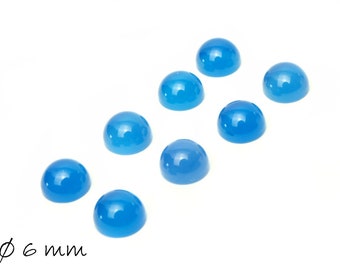 Cabochons de pierres précieuses, agate bleue, 6 mm