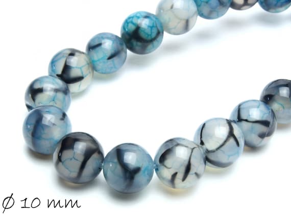 Lot De 30 Perles En Agate Veine De Dragon 6 Mm - Pierres Naturelles Pour Création De Bijoux