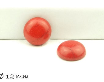 2 Stk Cabochons, roter Türkis, 12 mm