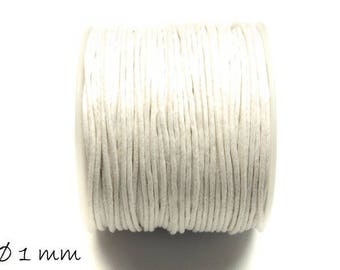 0,30EUR/m - 5 m Wachsband, Baumwollschnur, weiß, Ø 1 mm