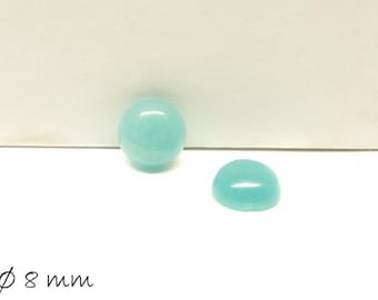 Gemstone cabochons, jade "aquamarine", 8 mm