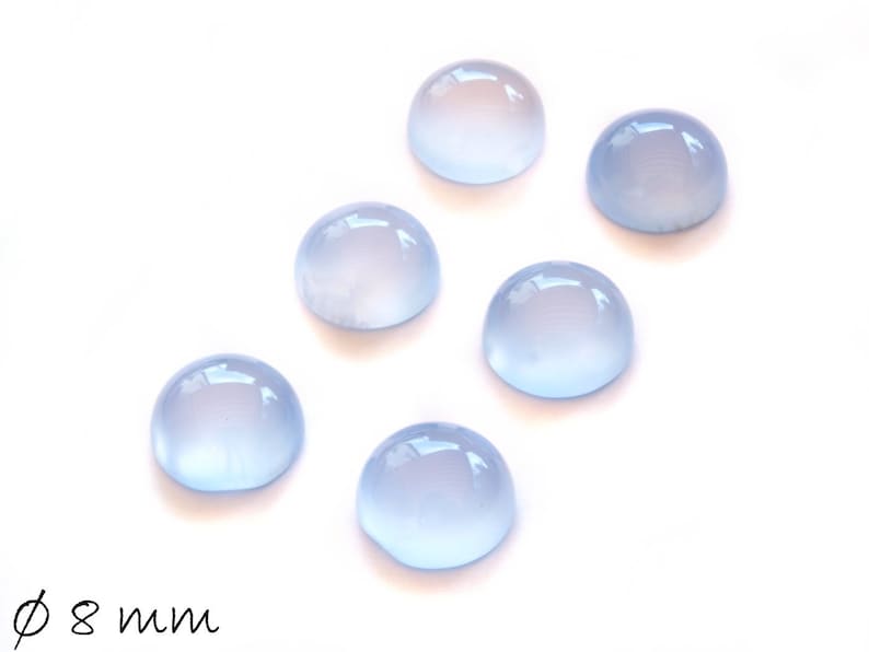 Gemstone Cabochons, blue agate, 8 mm image 1