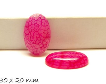 1 piece agate Cabochon, dragon Vein, 30 x 20 mm, Pink