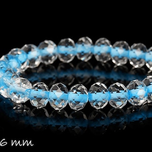 10 pcs glass beads, faceted, blue, 8 x 6 mm