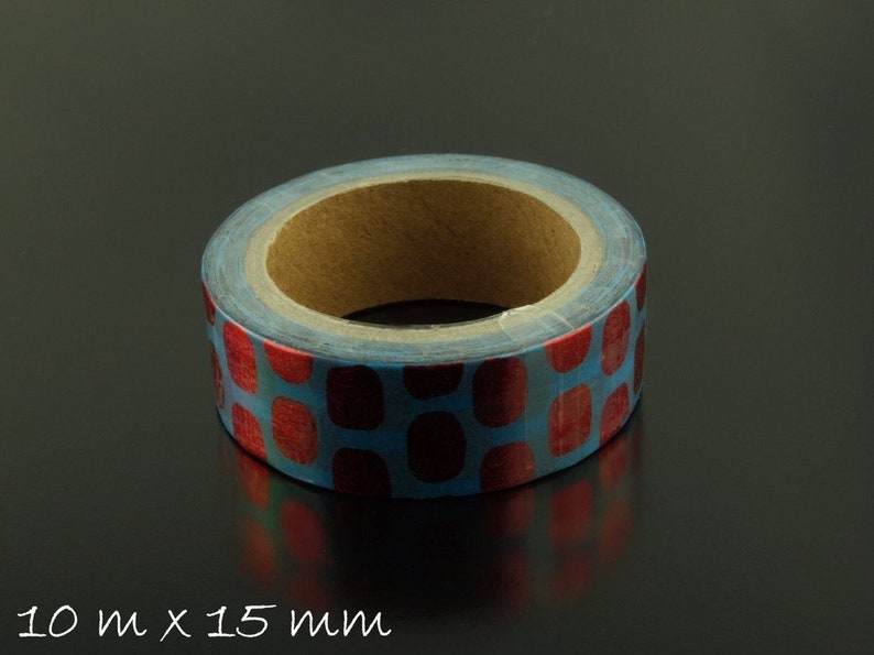 1 Roller masking tape Blue red 15 mm 10 m image 1