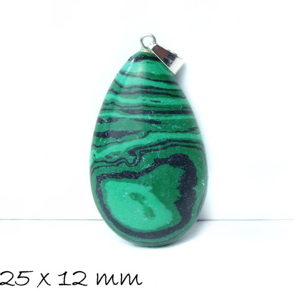 1 pc goutte de pendentif turquoise synthétique (imitation malachite), 45 x 25 x 12 mm