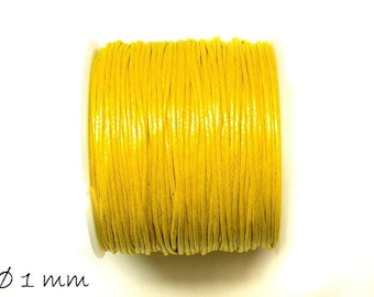 0,30EUR/m - 5 m Wachsband, Baumwollschnur, gelb, Ø 1 mm