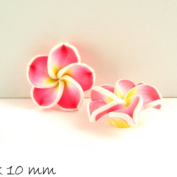 4 PCs frangipani fleurs Fimo argile rose 20 x 9 mm