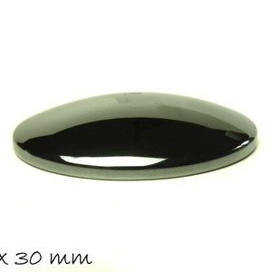 Cabochon, hematite, black shiny, 40 x 30 mm