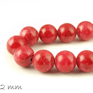 10 pcs natural jade beads red 12 mm