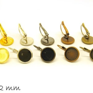 Set van 10 hoogwaardige oorbellen met leverback, kleurenmix voor 12 mm cabochon