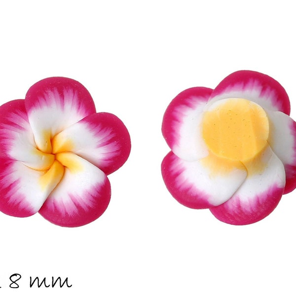 4 PCs frangipani fleurs Fimo argile Rose blanc 15 x 8 mm