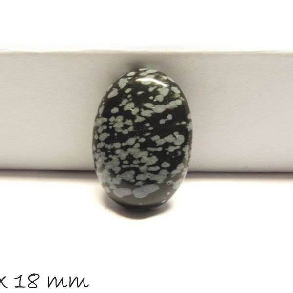 1 stk gemstone cabochon snowflakes obsidian, 25 x 18 mm