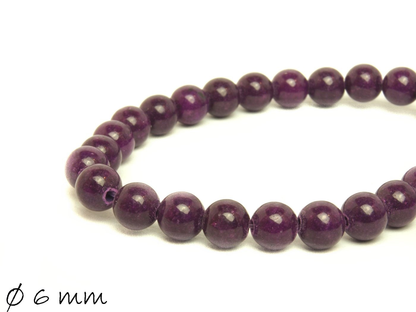 Gemstone Mashan Jade beads purple, Ø 6 mm