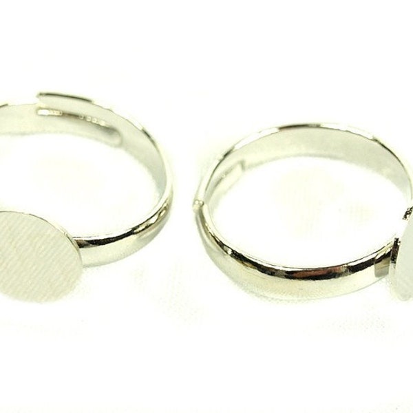 Ring Rohling, verstellbar, platin, 14 mm