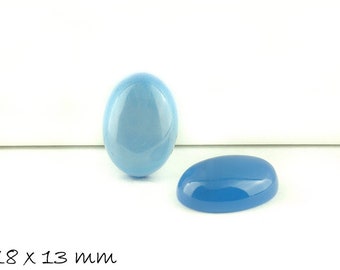 2 pcs gemstone cabochons blue agate 18 x 13 mm