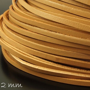 1.30EUR/meter - 2 m leather strap flat, light brown, 5 x 2 mm brown