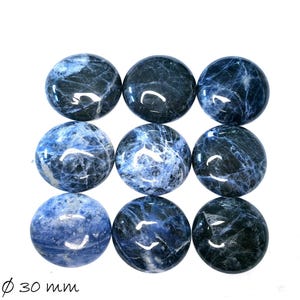 1 Stück Edelstein Cabochon, Midnight Blue Sodalith, Ø 30 mm