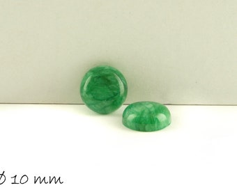 Gemstone cabochons, green jade, 10 mm