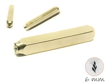 May include: A metal stamp featuring a leaf design. The stamp is 6 mm in size and is used for creating impressions in metal. The stamp is made from high-quality steel and is durable enough for repeated use.