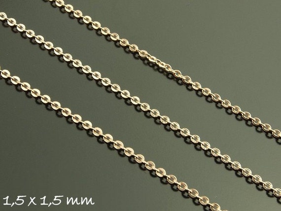 FINE CURB JEWELLERY CHAIN 2 X 1.5MM LINK SILVER,BRONZE CHOSE LENGTH GOLD