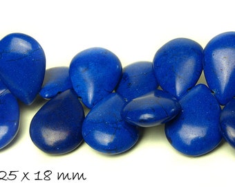 10 Stk Perlen synthetischer Türkis Tropfen in blau, 25 x 18 mm