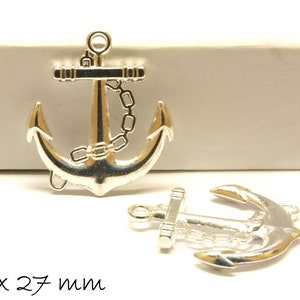 4 pcs pendant anchor silver large 32 x 27 mm